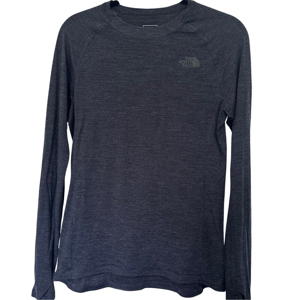 The North Face (S) Wool Base Layer Charcoal Gray Crewneck Long Sleeve Logo Shirt